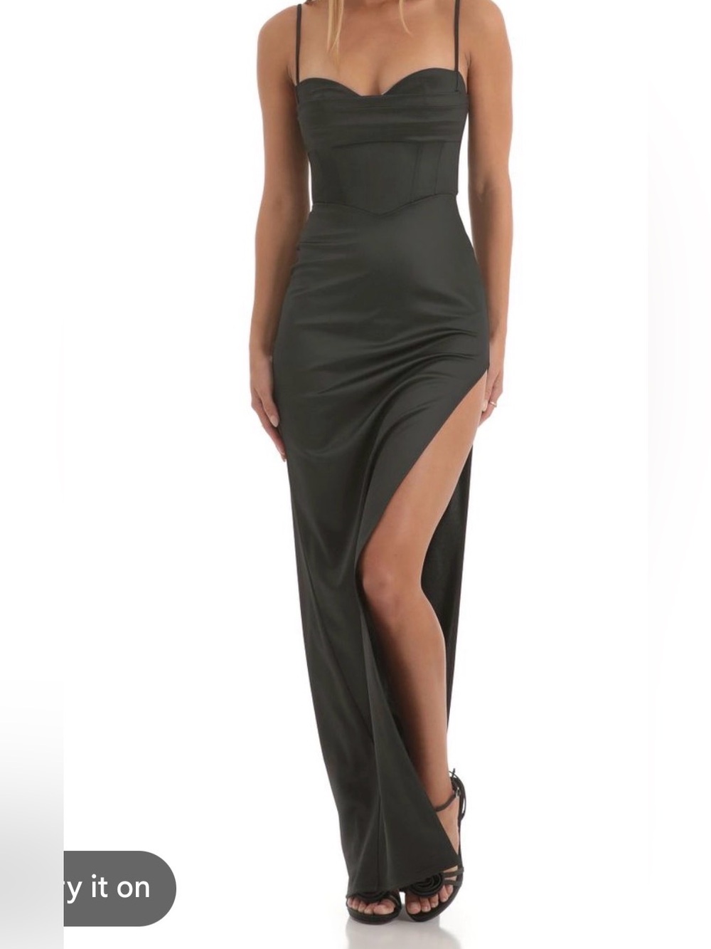 Strappy Black Maxi Dress with High Side Slit